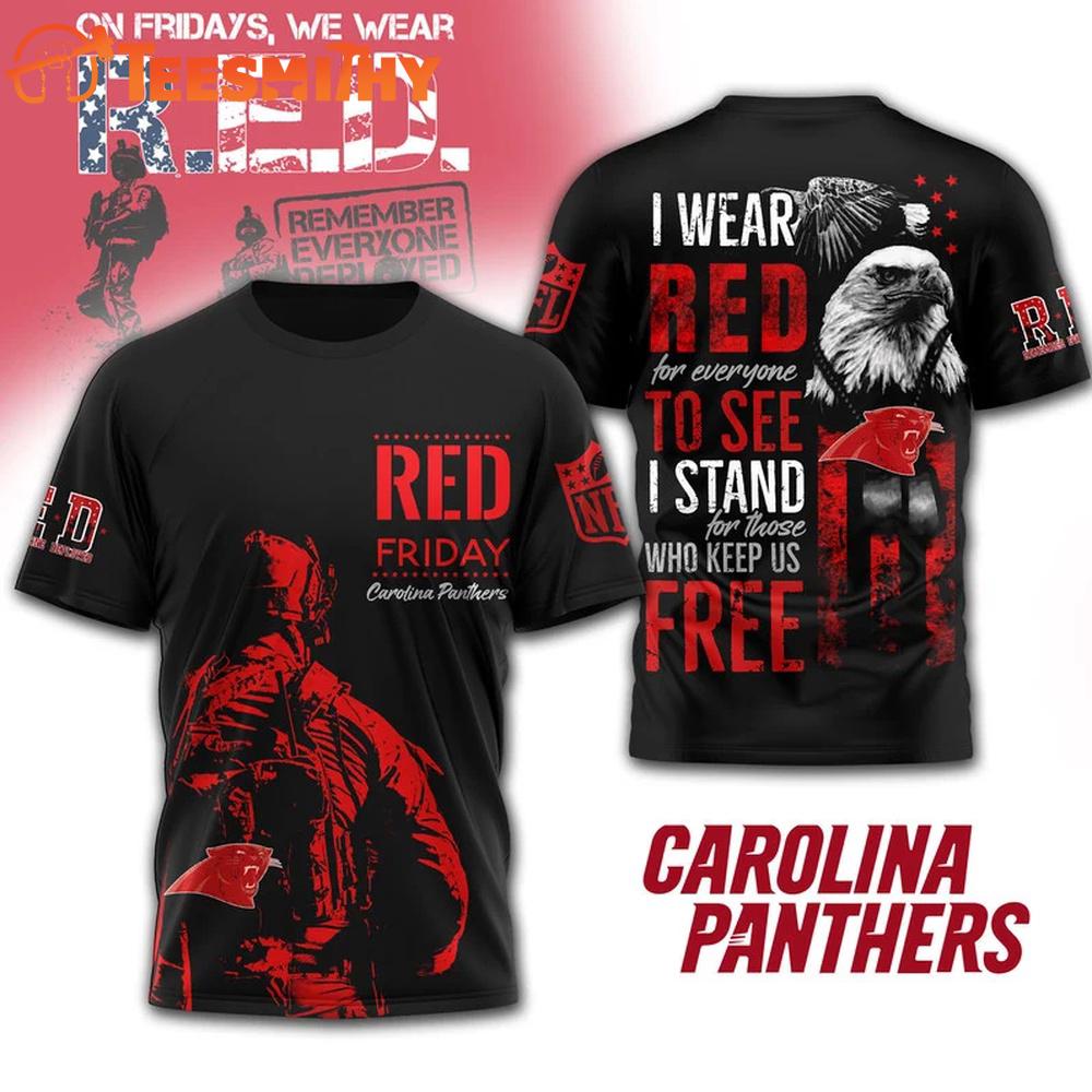 Carolina Panthers 2026 NFL RED Friday 3D T Shirt