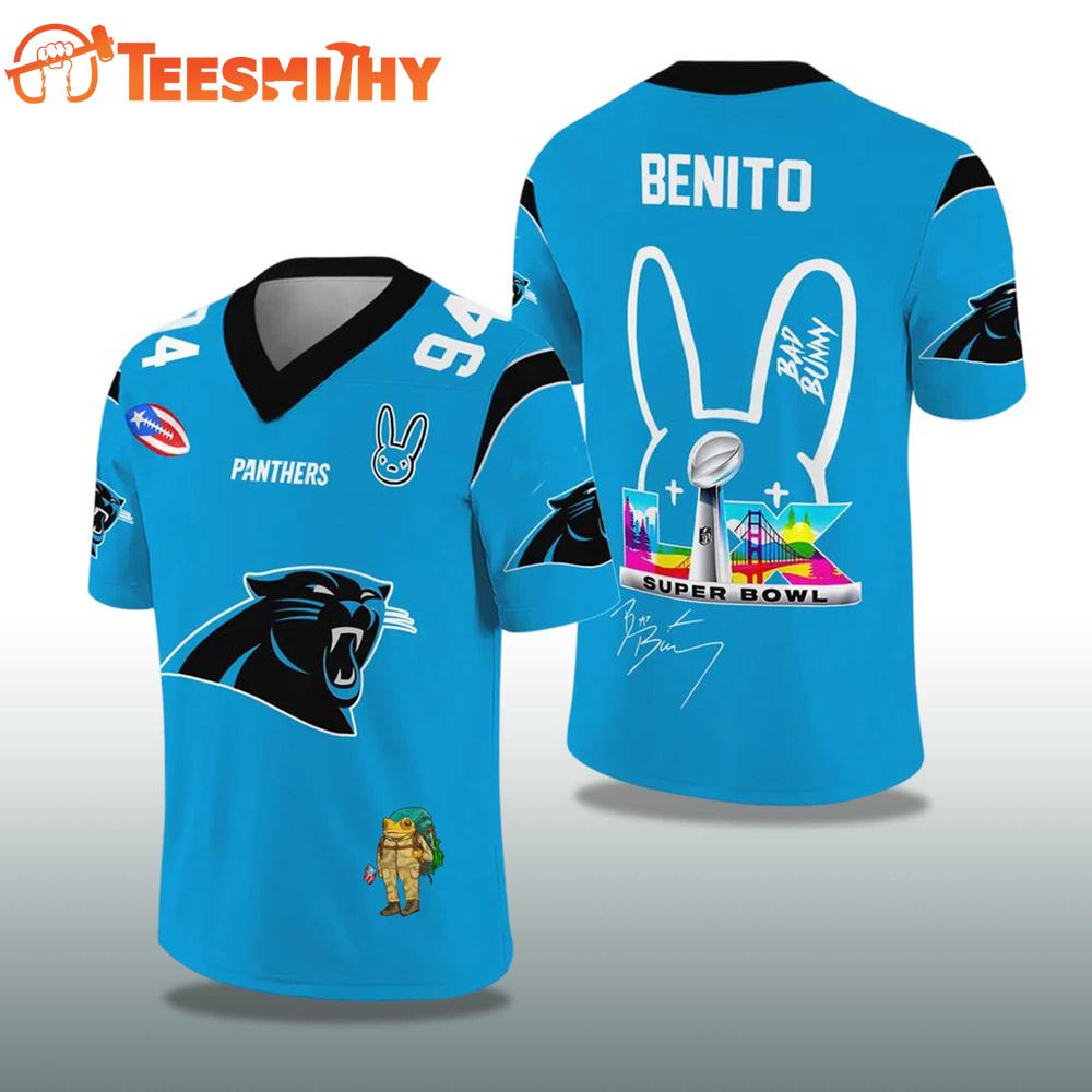 Carolina Panthers Football Bad Bunny 2026 Super Bowl LX Jersey Shirt