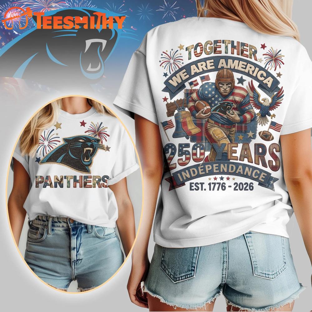 Carolina Panthers NFL 250th Anniversary Of America Patchwork All Over Print T Shirt