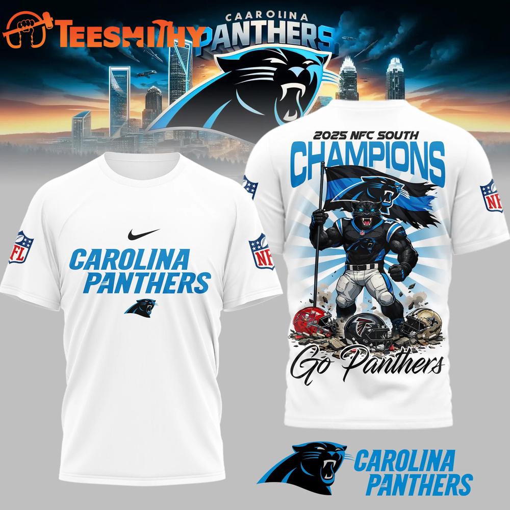 Carolina Panthers NFL AFC South Champions Super Bowl White 3D Shirt