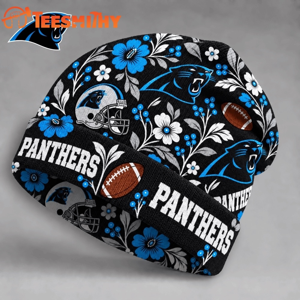 Carolina Panthers NFL Floral Team Pride Christmas Beanie Hats