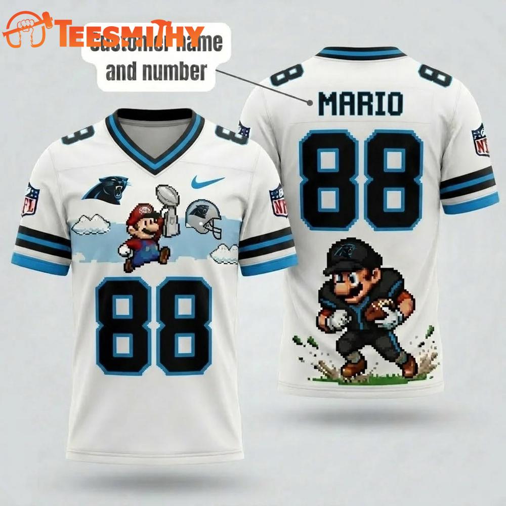 Carolina Panthers NFL Mario 2026 Design Football Jersey
