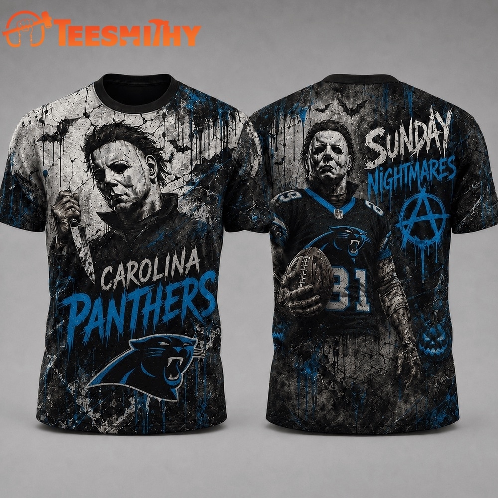 Carolina Panthers NFL Michael Myers Sunday Nightmares Horror Halloween 3D T Shirt