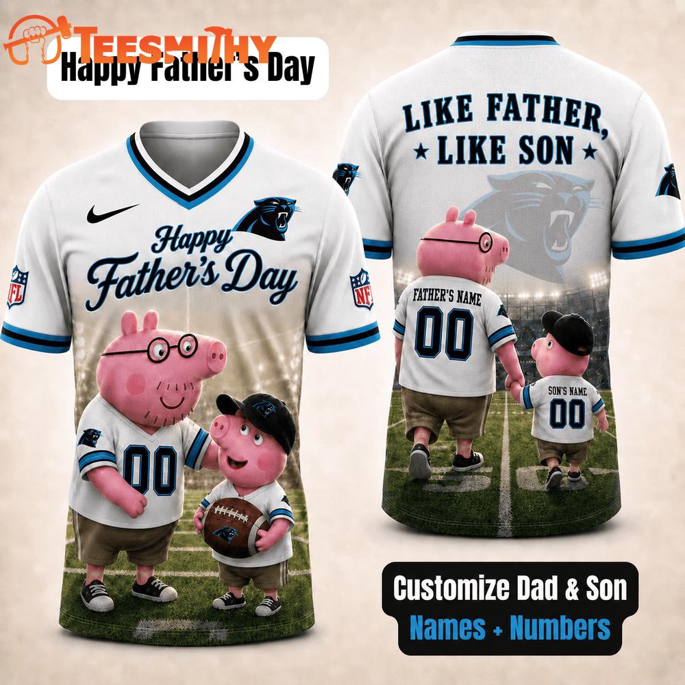 Carolina Panthers NFL Peppa Pig Father's Day Dad Football Jersey