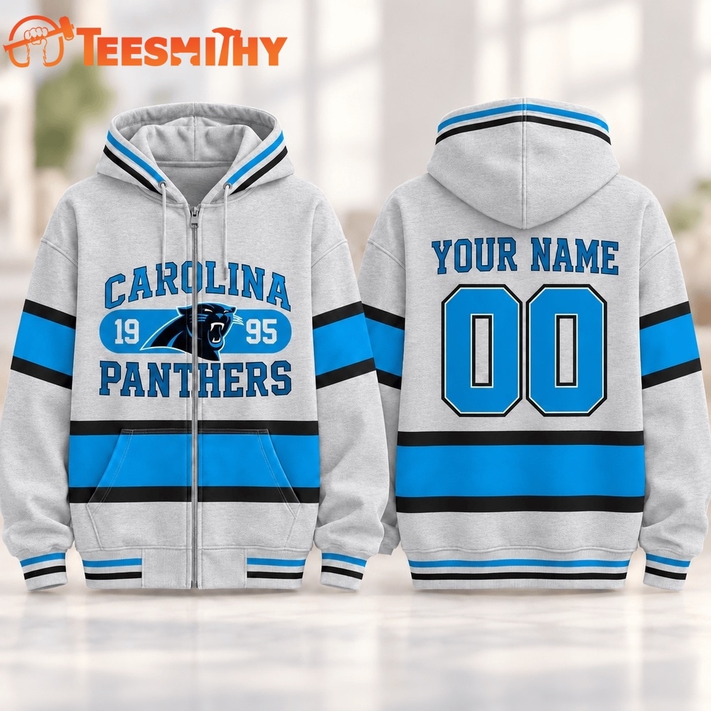 Carolina Panthers NFL Varsity Stripe Zip Hoodie