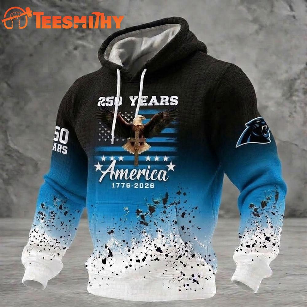 Carolina Panthers US 250th Anniversary Waffle Texture Strike Hoodie Shirt