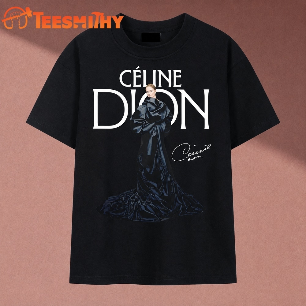 Celine Dion Vintage Signature Portrait Music Graphic T Shirt