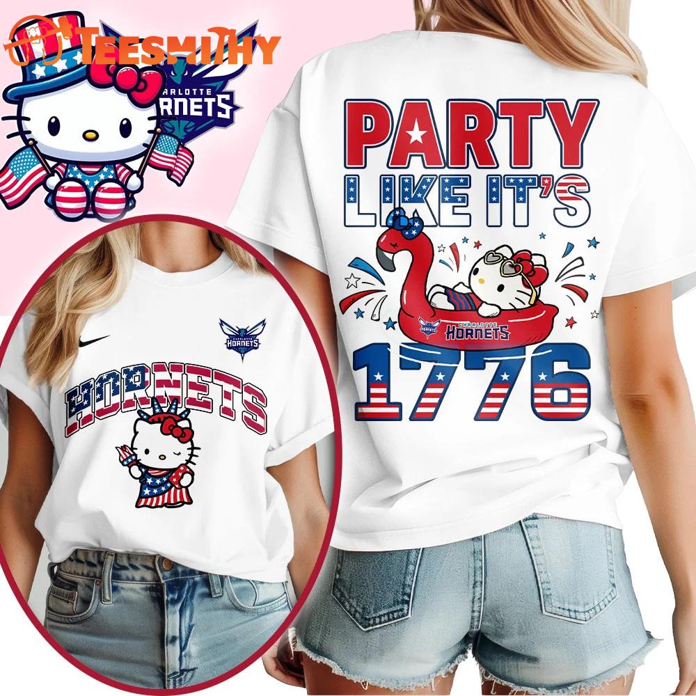 Charlotte Hornets 2026 NBA Hello Kitty Independence Day Unisex 3D Shirt