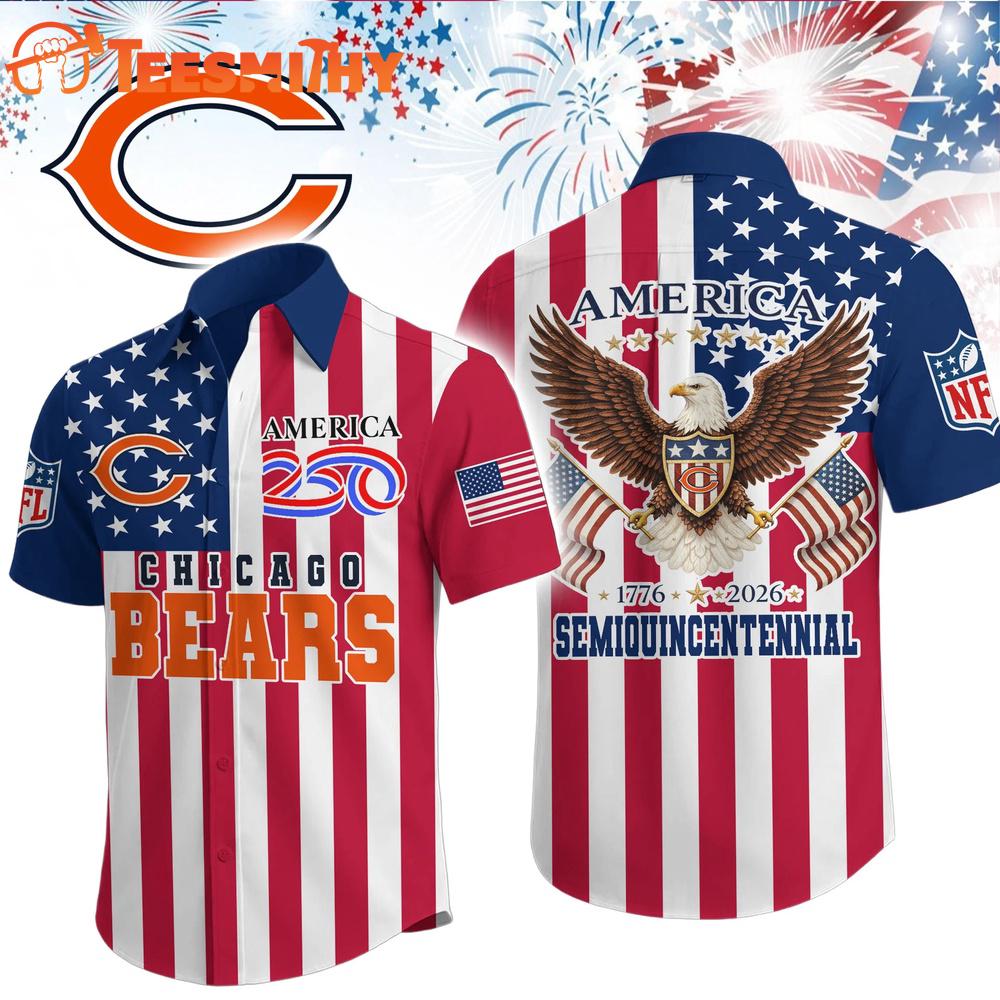 Chicago Bears 1776-2026 NFL Liberty Eagle Patriotic 250 Years America Hawaiian Shirt