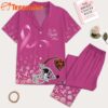 Cleveland Browns 2025 NFL Breast Cancer October Short Sleeve Satin Pajama Set