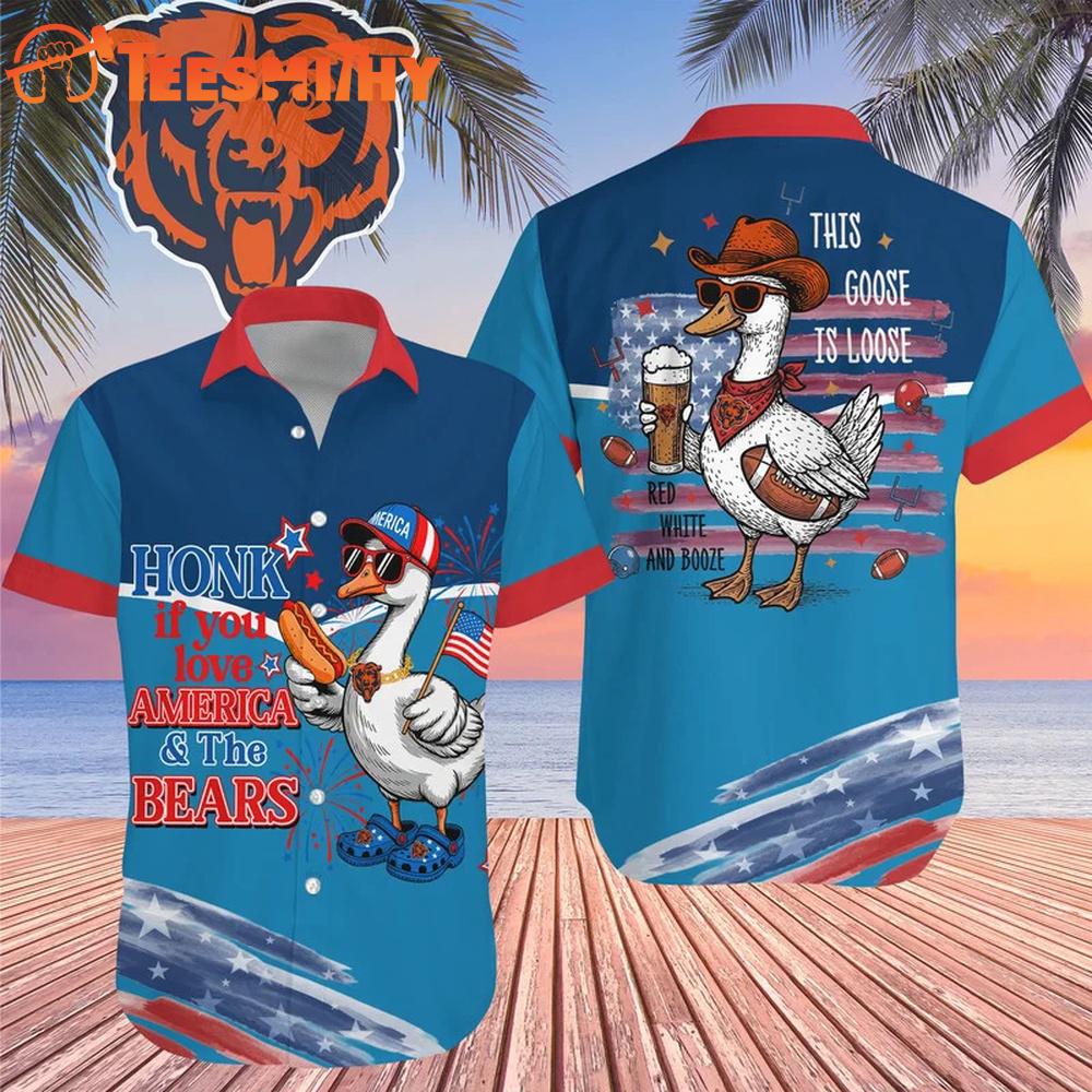 Chicago Bears 2026 NFL America Flag Goose Hawaiian Shirt