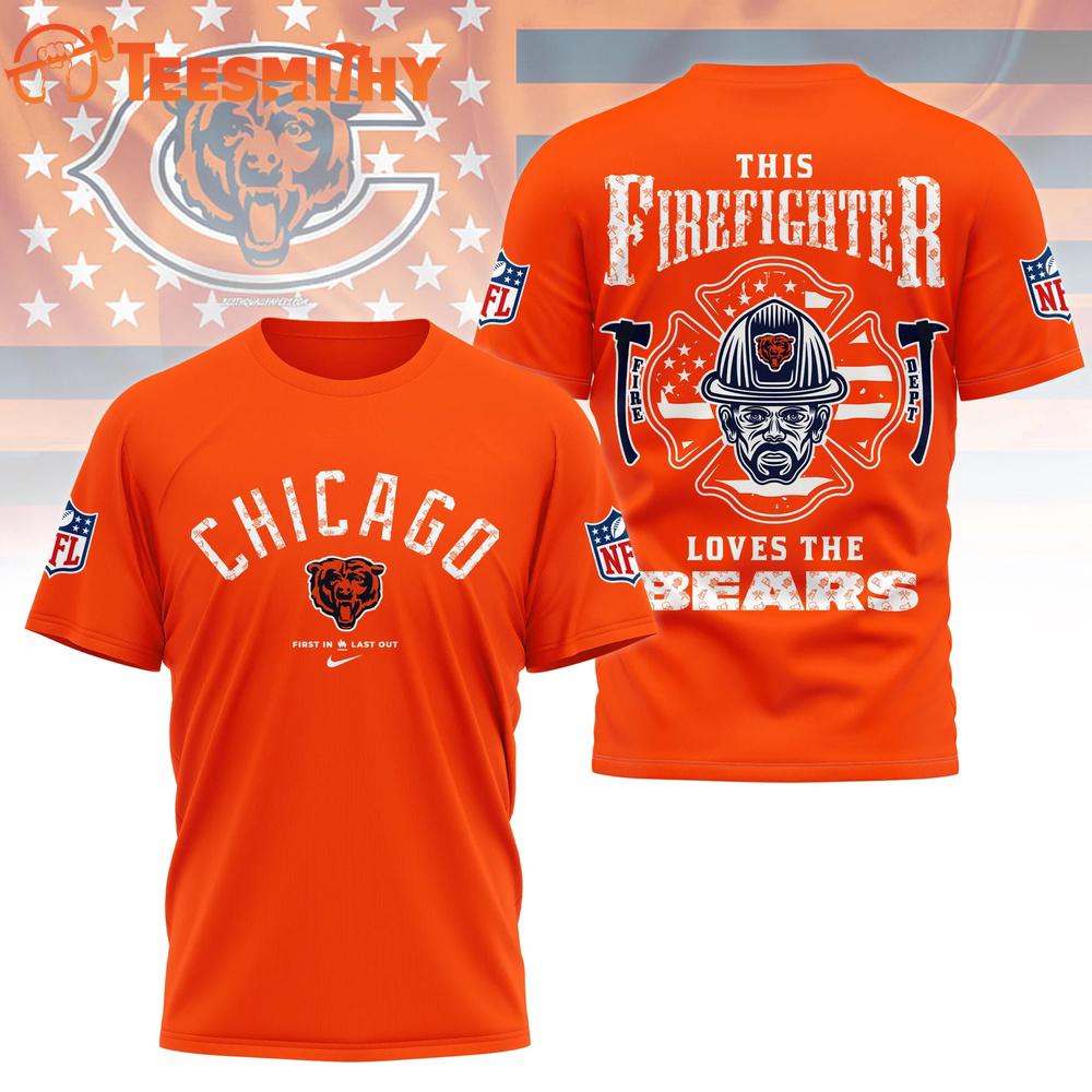 Chicago Bears 2026 NFL Firefighter Tribute 3D Shirt
