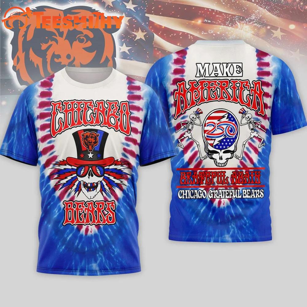 Chicago Bears 2026 NFL Grateful Dead 250 Years Of America 3D T Shirt