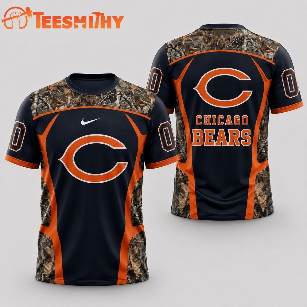 Chicago Bears 2026 NFL Hunting Camo 3D Shirt