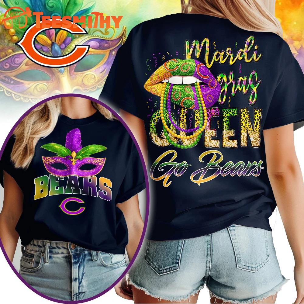 Chicago Bears 2026 NFL Mardi Gras Queen Unisex All Over Print Shirt