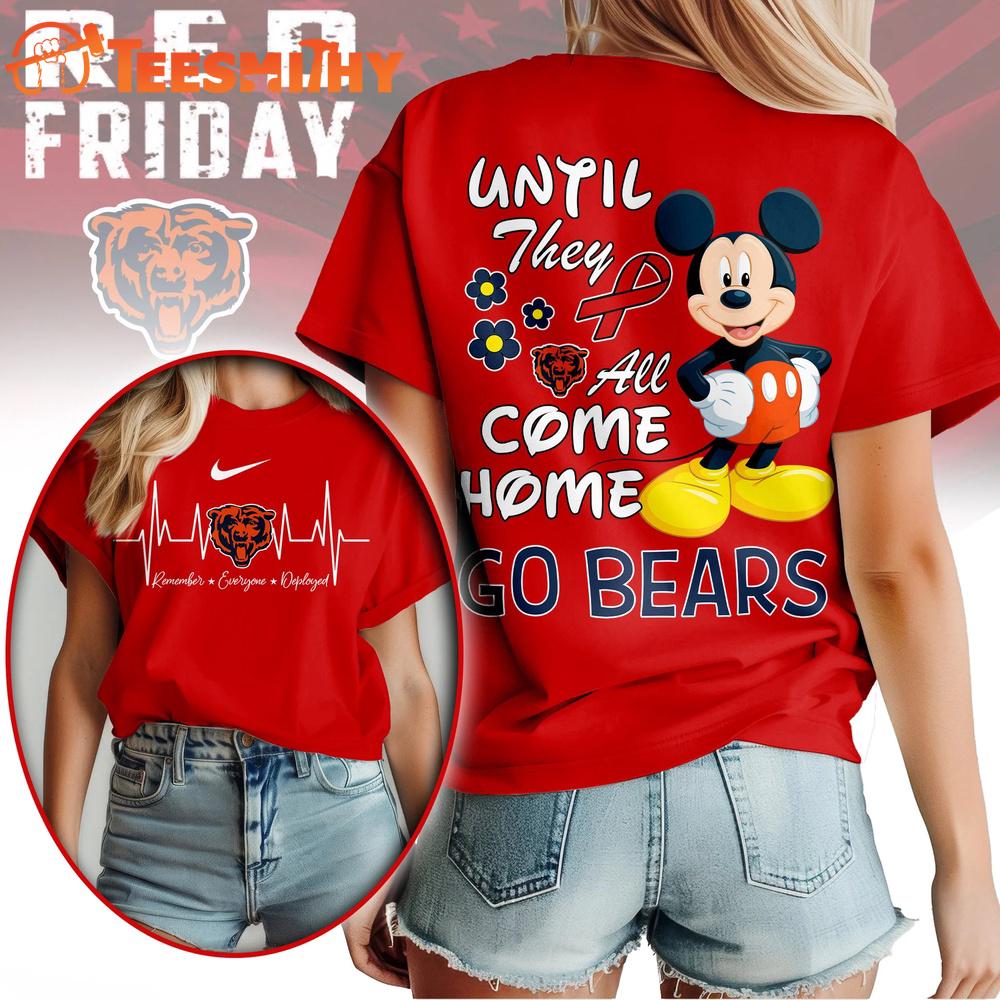 Chicago Bears 2026 NFL Mickey Red Friday 3D T Shirt