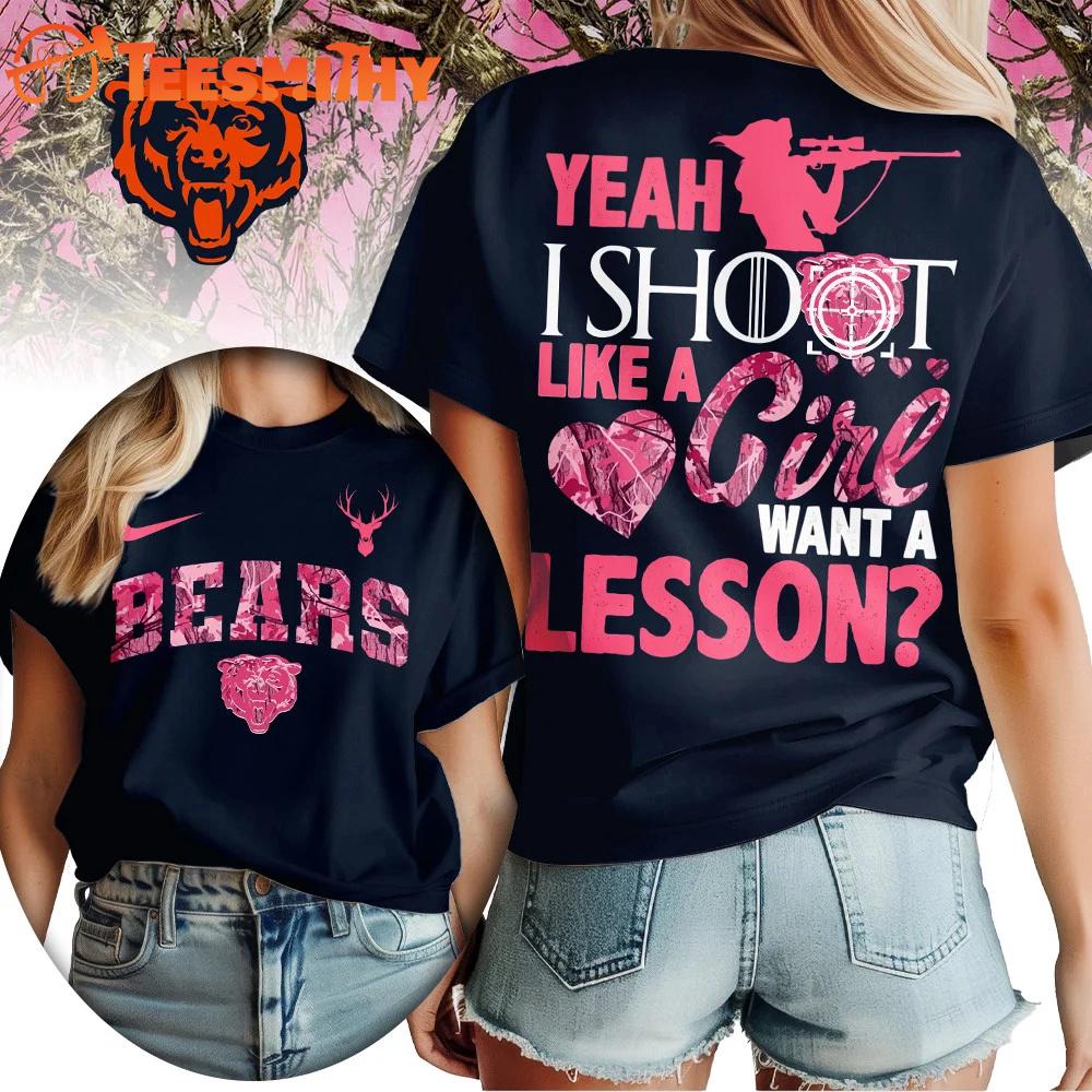Chicago Bears 2026 NFL Shoot Like A Girl All Over Print Shirt