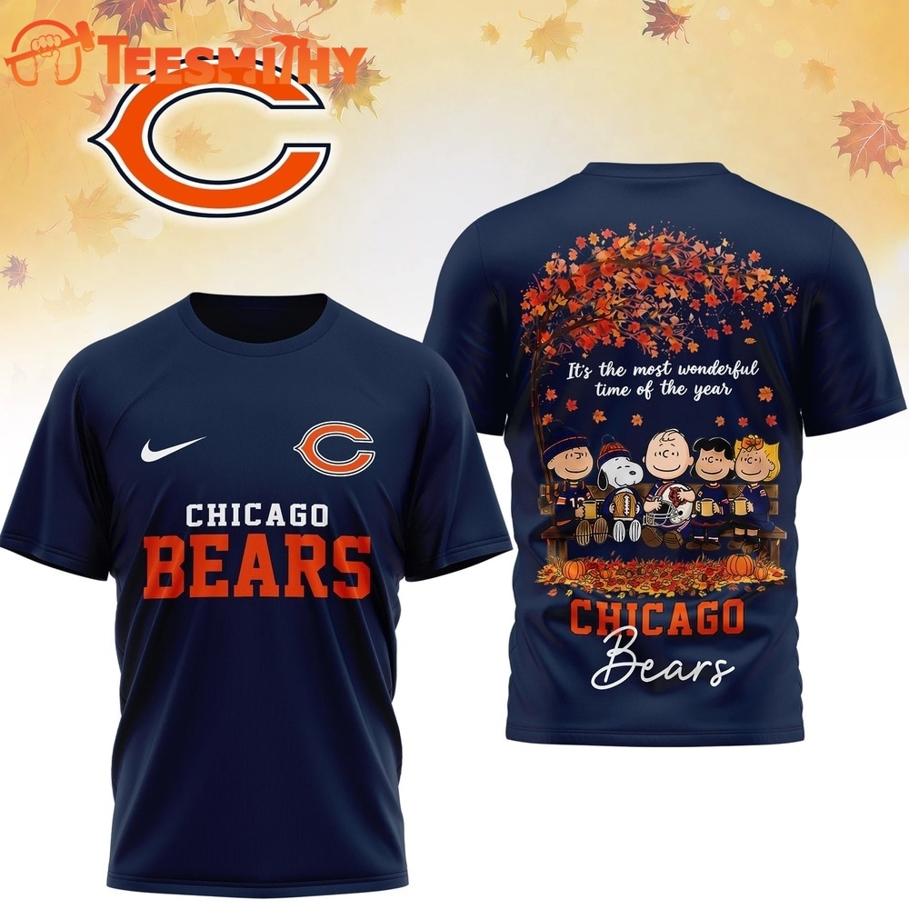 Chicago Bears 2026 NFL Snoopy Peanut It's the Most Wonderful Time of the Year 3D Shirt