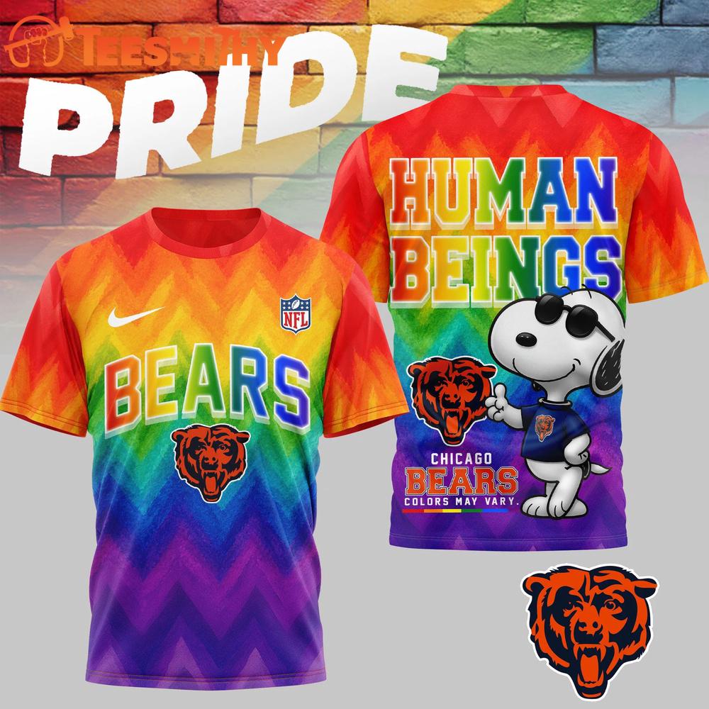 Chicago Bears 2026 NFL Snoopy Rainbow Pride Limited 3D Shirt