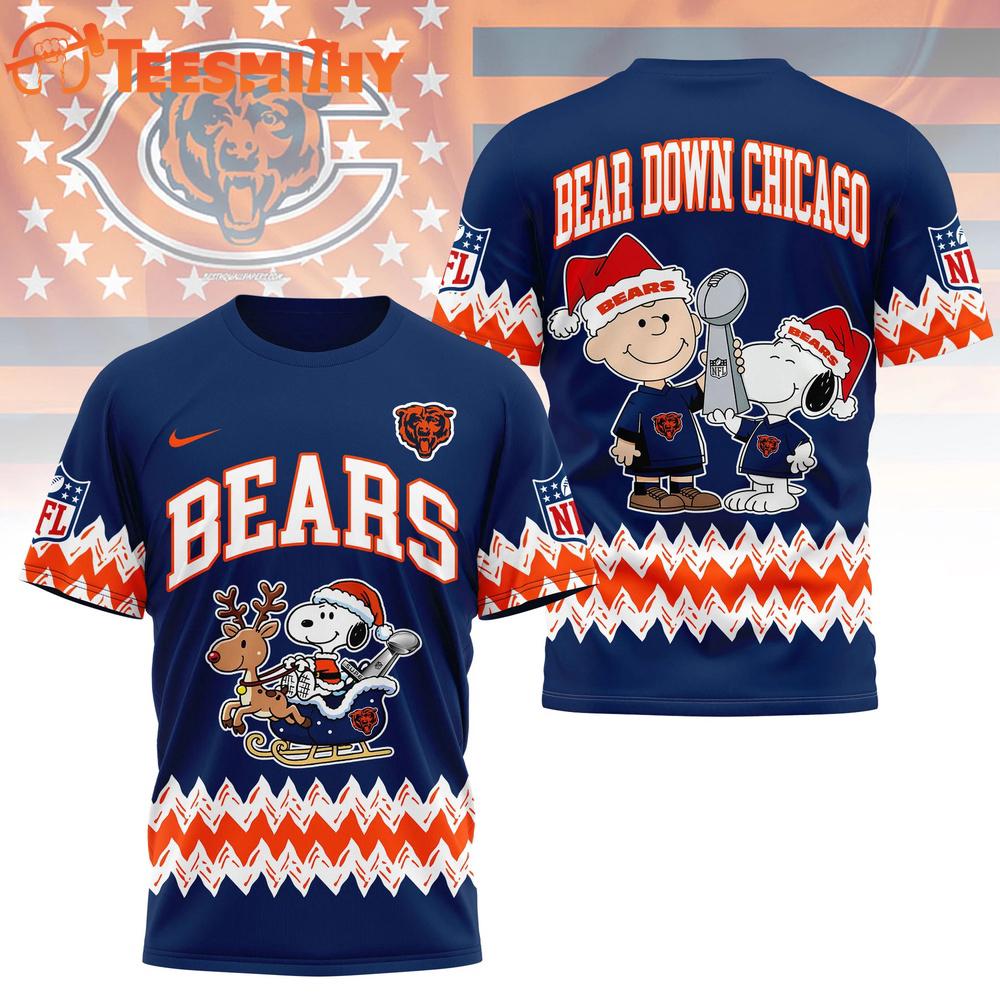 Chicago Bears 2026 NFL Snoopy Super Bowl Holiday Limited 3D Shirt