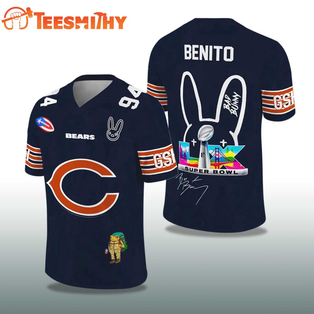 Chicago Bears Football Bad Bunny 2026 Super Bowl LX Jersey Shirt