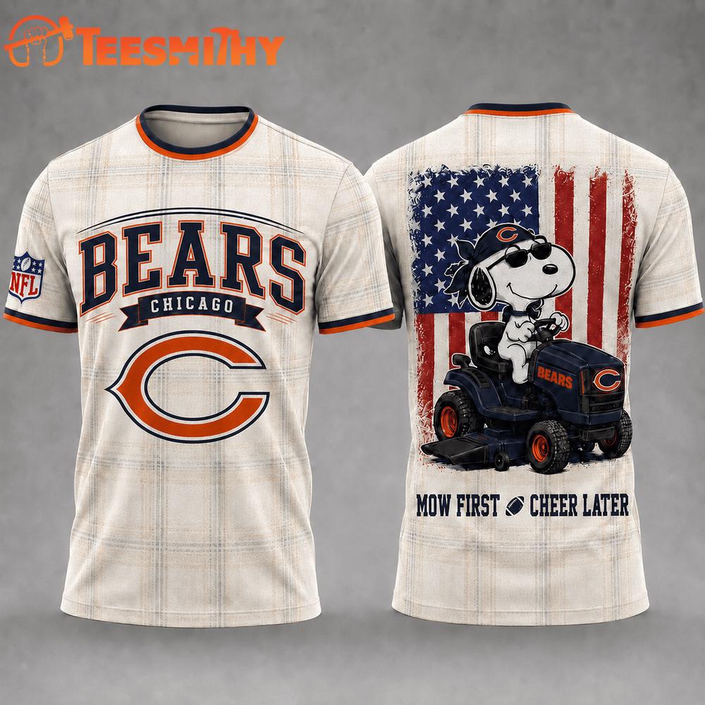 Chicago Bears Funny Football Snoopy Gardening Lovers 3D T Shirt