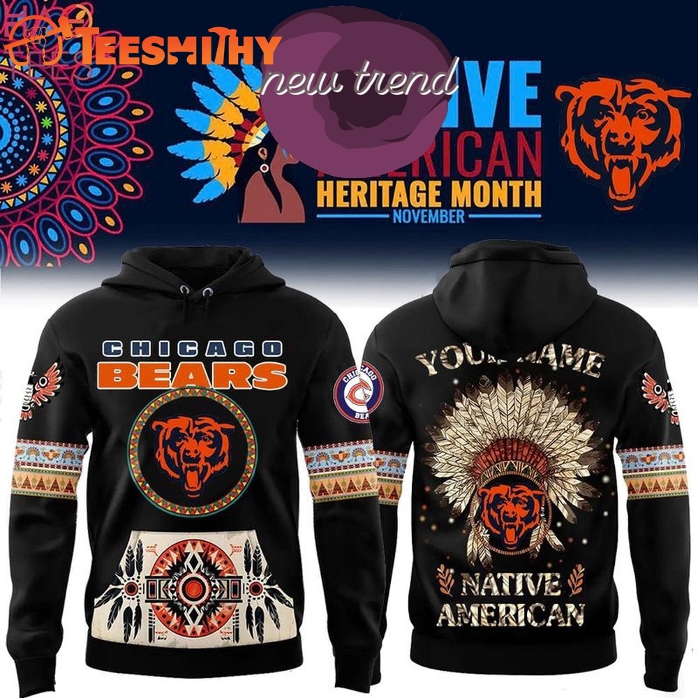 Chicago Bears Native American Heritage Month Custom Name Hoodie