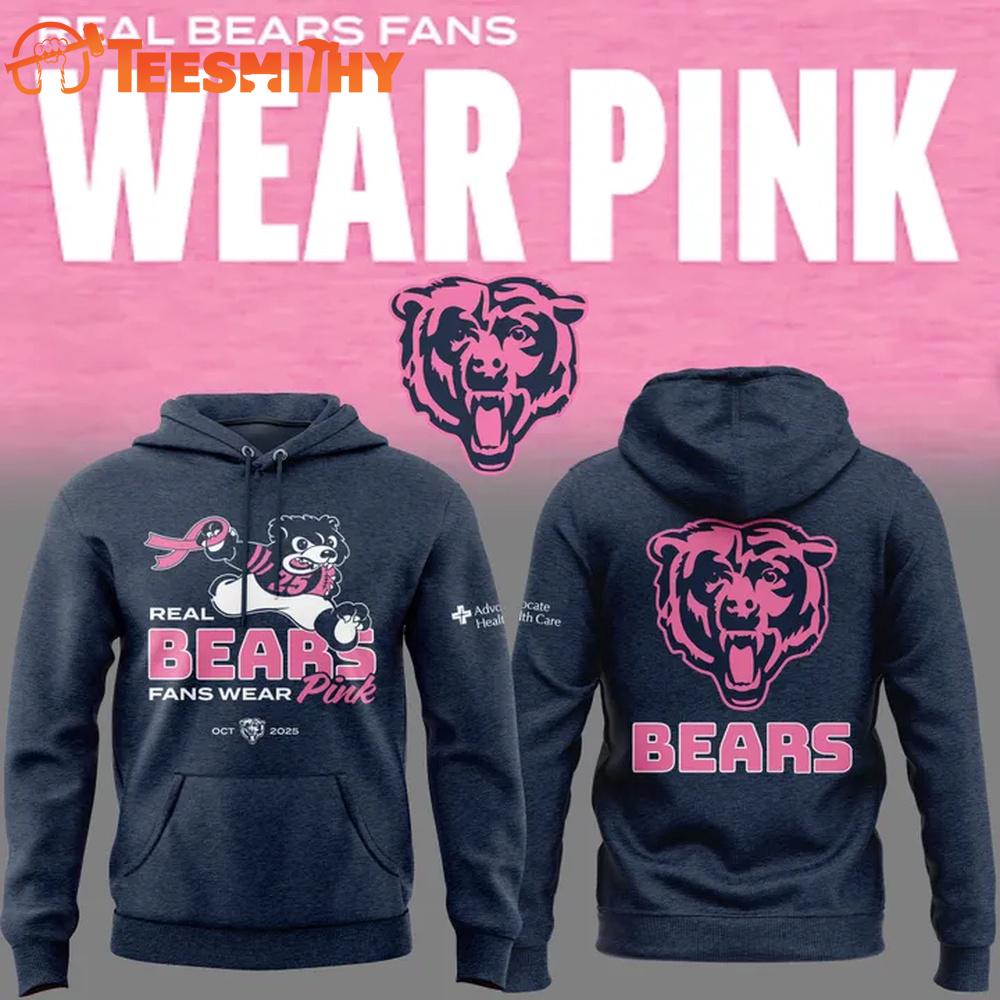 Chicago Bears New 2025 Real Bears Fans Wear Pink Hoodie Chicago Bears New 2025 Real Bears Fans Wear Pink Hoodie