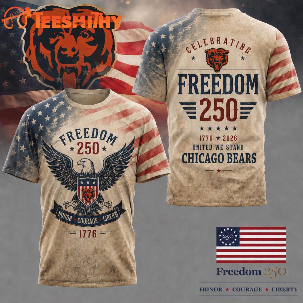 Chicago Bears NFL Ameica Freedom 250 Patriotic Limited 3D Shirt