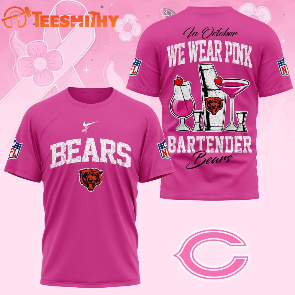 Chicago Bears NFL Bartender October Breast Cancer Awareness Unisex 3D Shirt