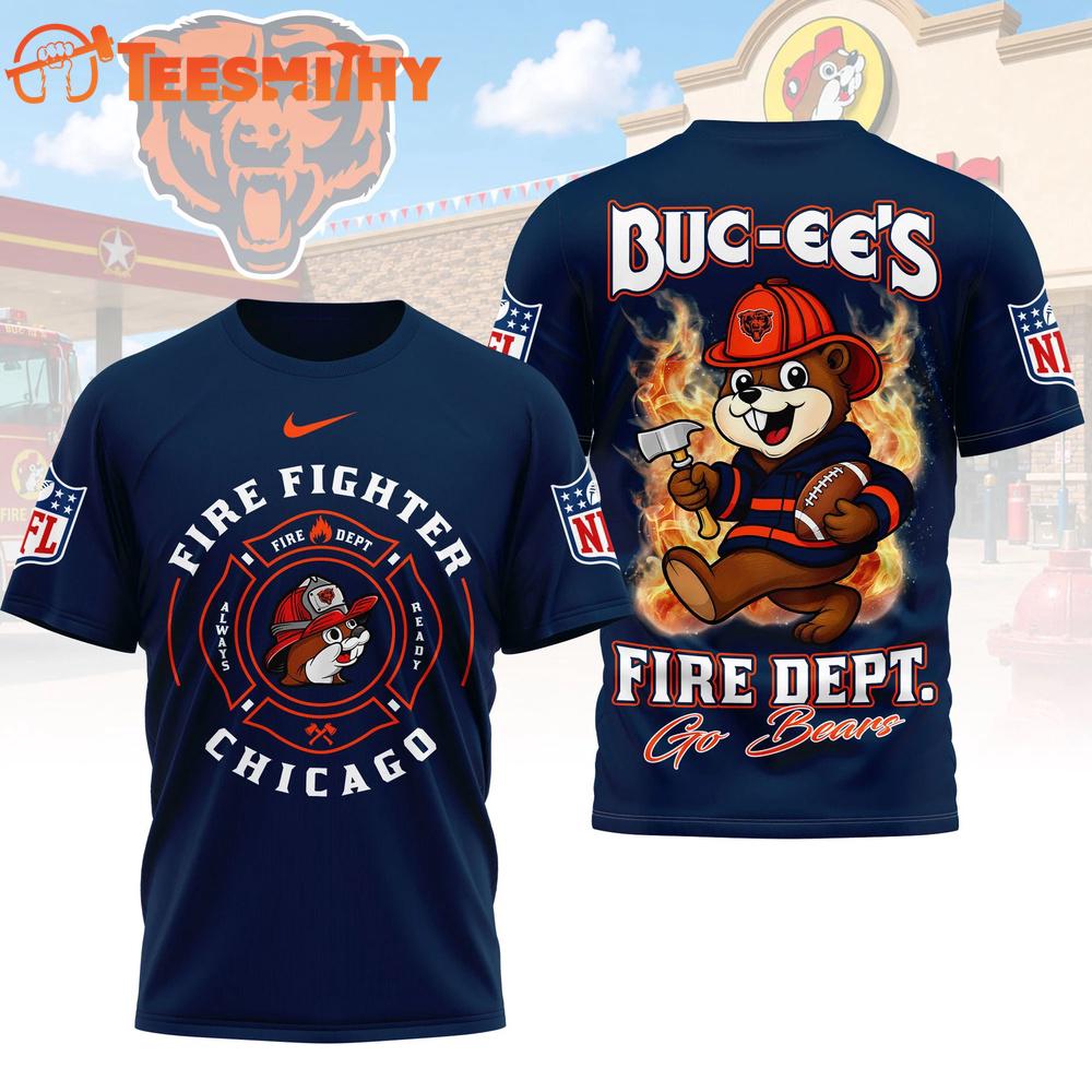 Chicago Bears NFL Buc-ee's Firefighter Strong 3D Shirt