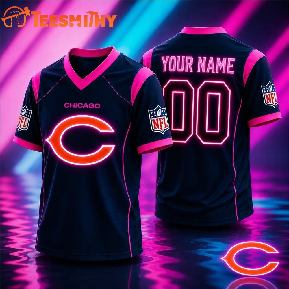 Chicago Bears NFL Electric Glow Custom Football Jersey