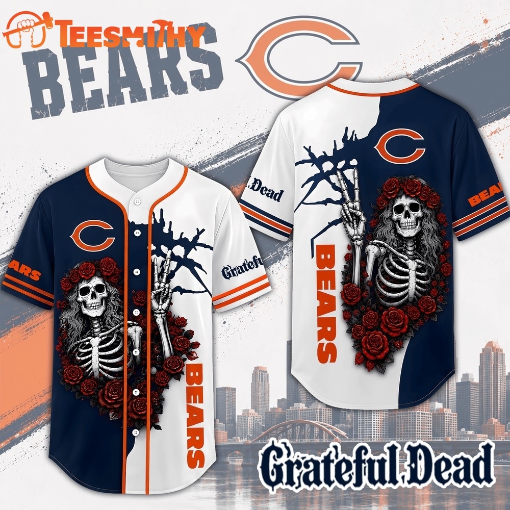 Chicago Bears NFL Game Day Grateful Dead Baseball Jersey Shirt