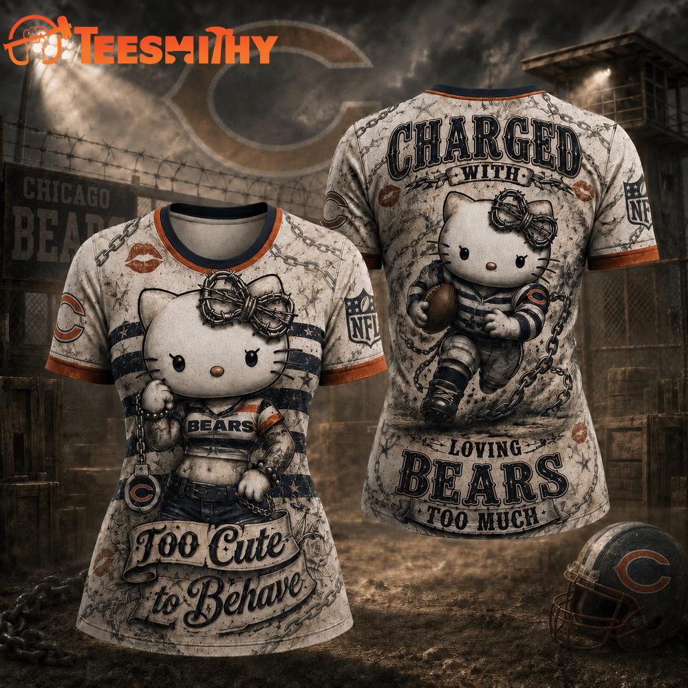 Chicago Bears NFL Hello Kitty Rebellion Unisex 3D Shirt