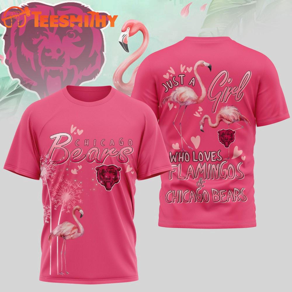 Chicago Bears NFL Just a Girl Who Loves Flamingo 3D Shirt