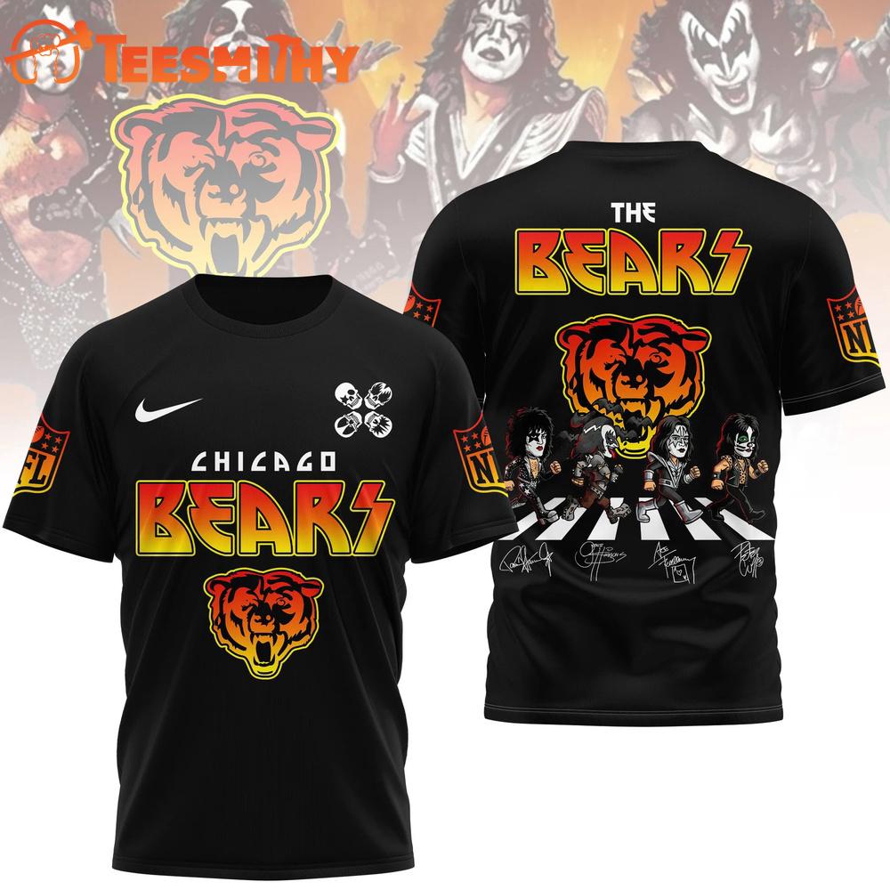 Chicago Bears NFL Kiss Band Rock and Roll All Nite 3D Shirt