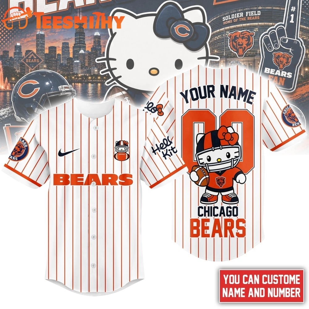 Chicago Bears NFL Kitty Game Day Custom Baseball Jersey Shirt