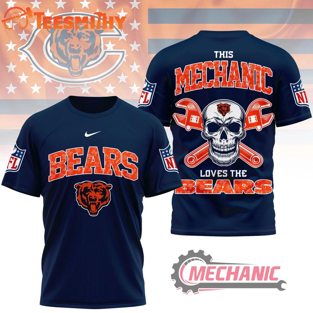 Chicago Bears NFL Mechanic Loves Football New Design 3D Shirt