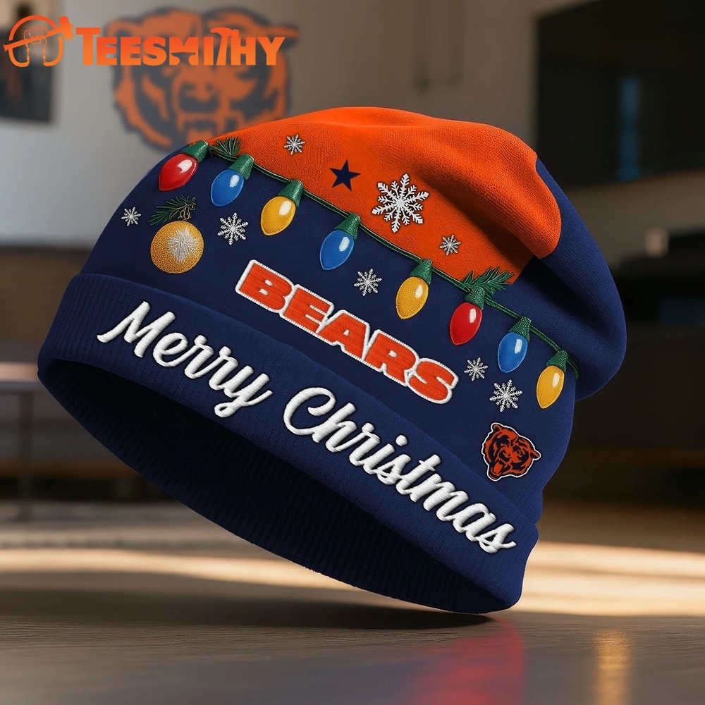Chicago Bears NFL Merry Christmas Beanie Hat
