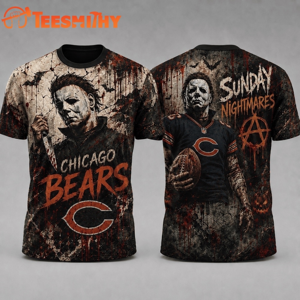 Chicago Bears NFL Michael Myers Sunday Nightmares Horror Halloween 3D T Shirt