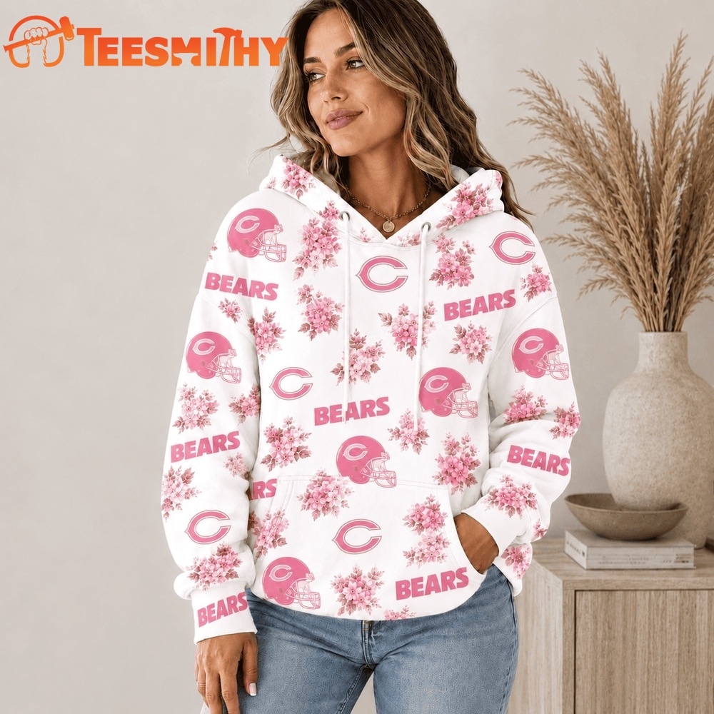 Chicago Bears NFL Pink Floral Team Pride Hoodie Shirt