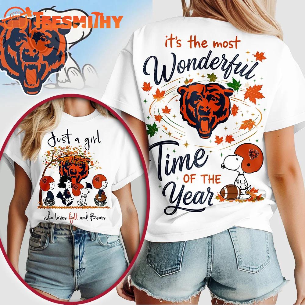 Chicago Bears NFL Snoopy Fall Wonderful Time of the Year 3D Shirt