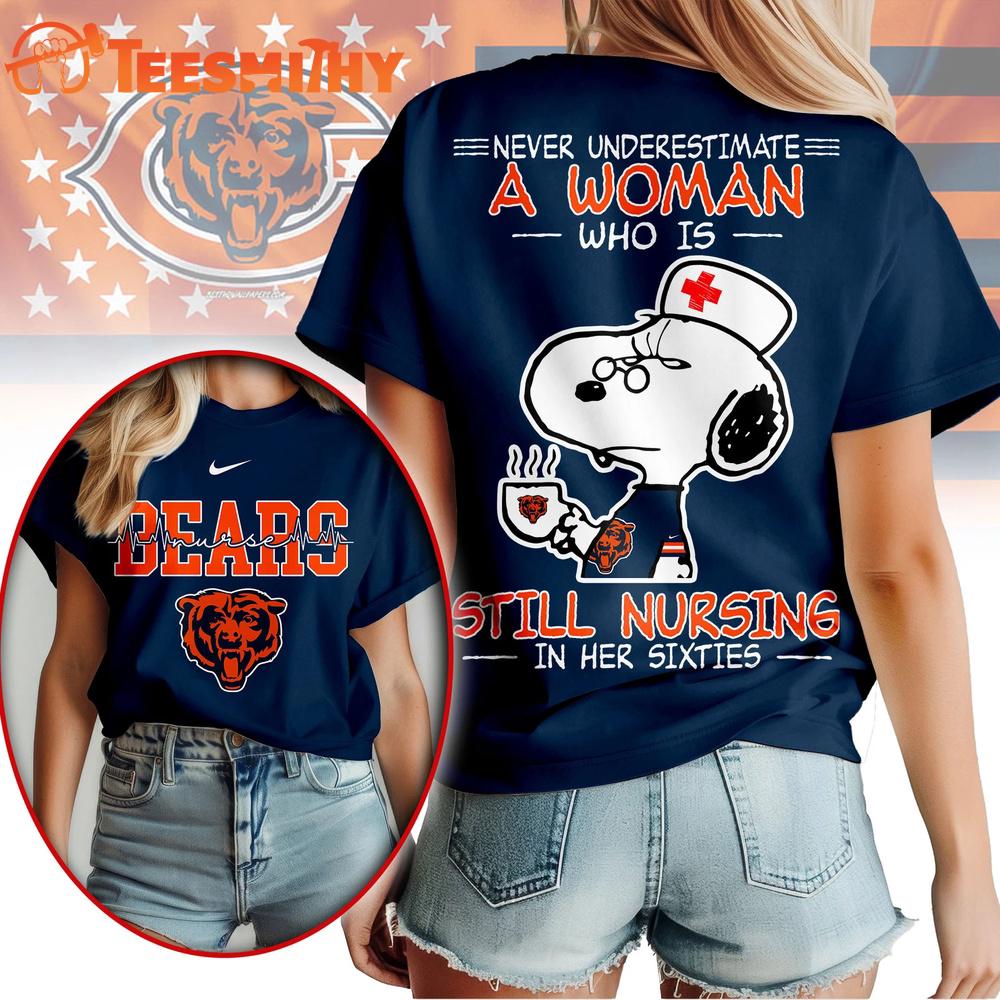 Chicago Bears NFL Snoopy Never Underestimate A Nurse Unisex T Shirt