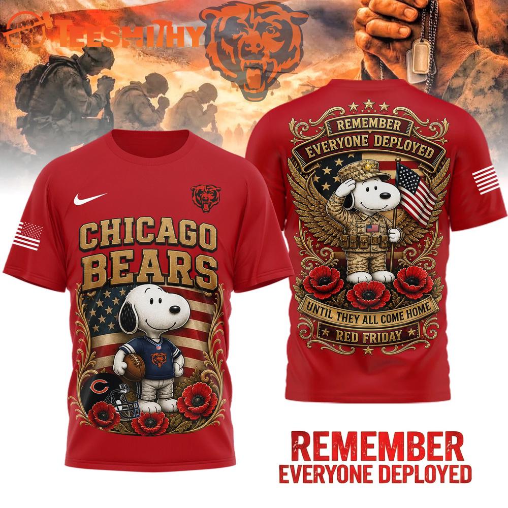 Chicago Bears NFL Snoopy Remember Everyone Deployed 3D Shirt