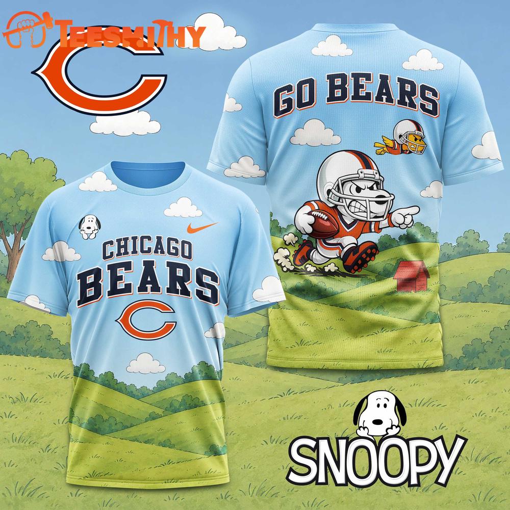 Chicago Bears NFL Snoopy Touchdown 3D T-Shirt