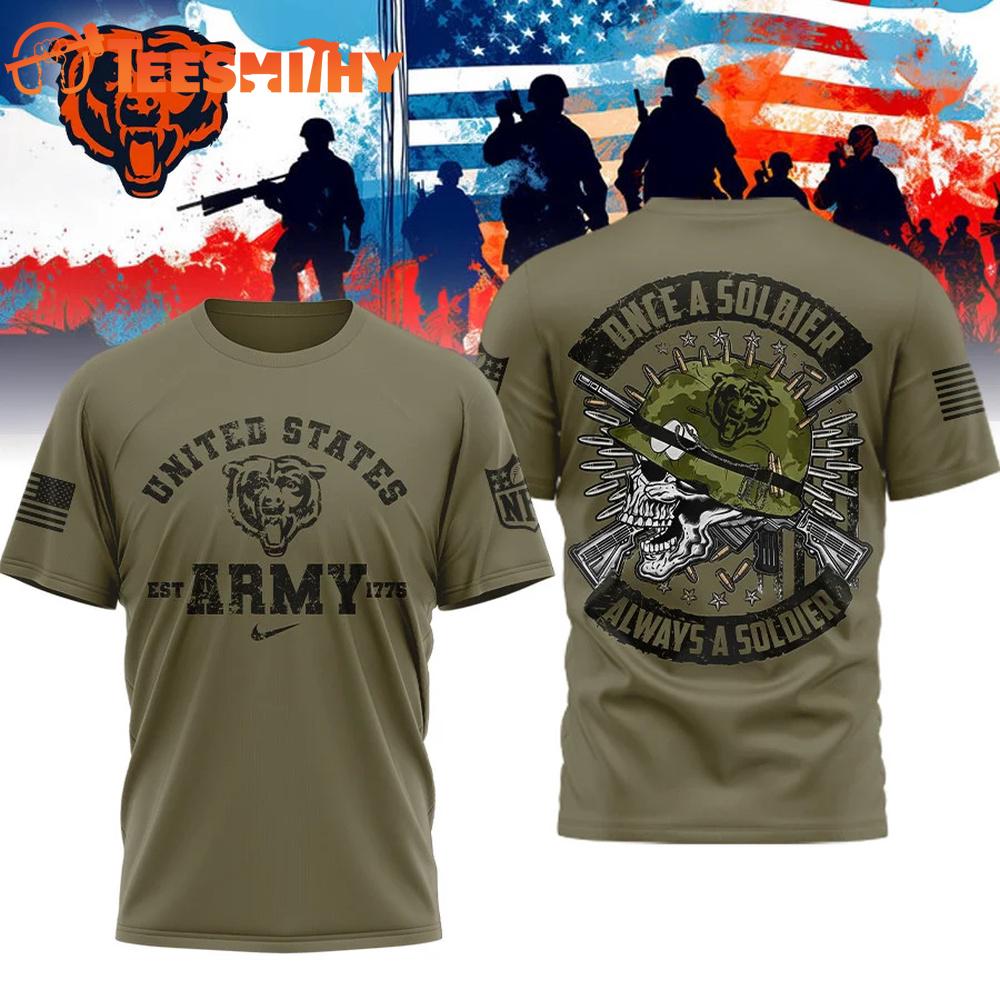 Chicago Bears NFL US Army Once A Soldier Always A Soldier 3D Shirt