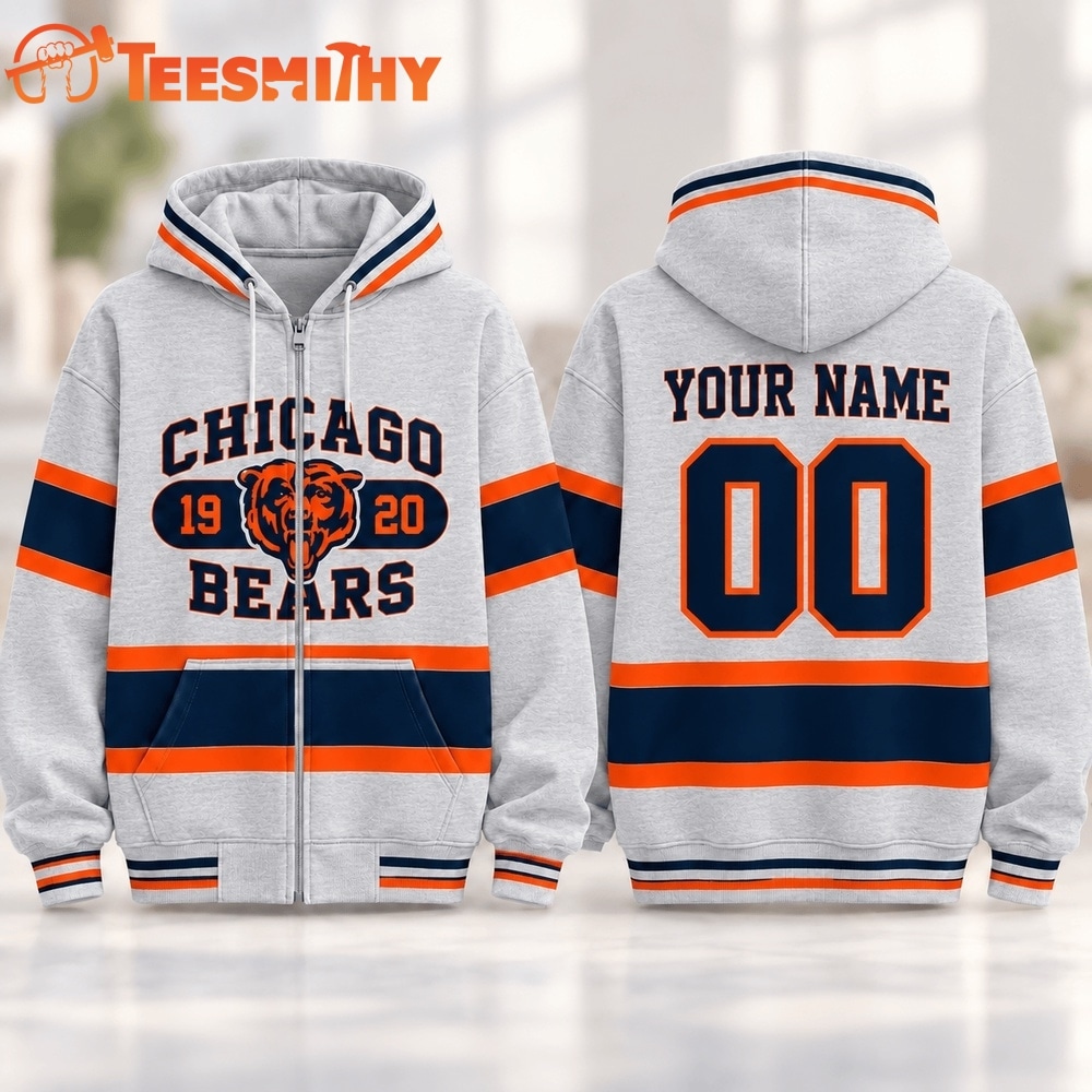 Chicago Bears NFL Varsity Stripe Zip Hoodie