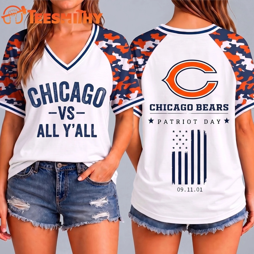 Chicago Bears NFL vs All Y' All United We Stand V Neck T Shirt