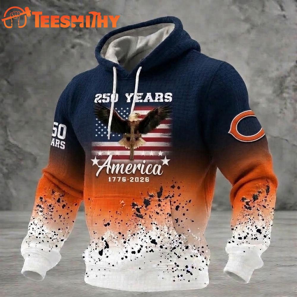 Chicago Bears US 250th Anniversary Waffle Texture Strike Hoodie Shirt