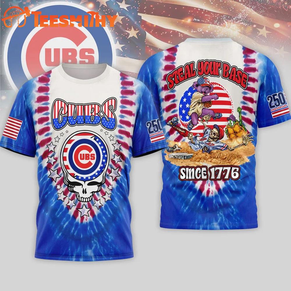 Chicago Cubs 2026 MLB Grateful Dead 250 Years Of America 3D T Shirt